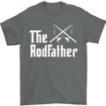 The Rodfather Funny Fishing Fisherman Mens T-Shirt Cotton Gildan Charcoal