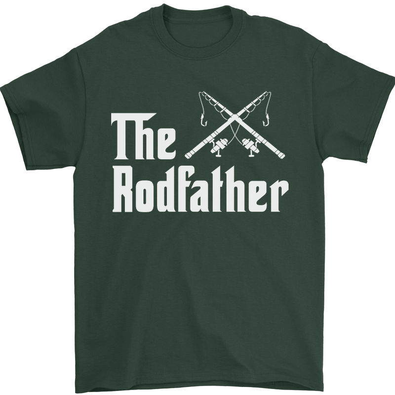 The Rodfather Funny Fishing Fisherman Mens T-Shirt Cotton Gildan Forest Green