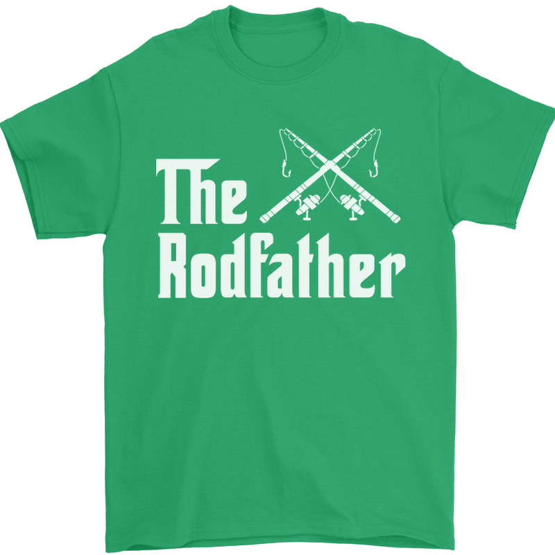 The Rodfather Funny Fishing Fisherman Mens T-Shirt Cotton Gildan Irish Green
