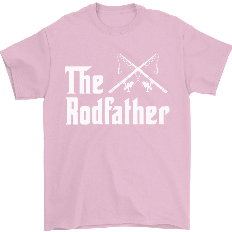 The Rodfather Funny Fishing Fisherman Mens T-Shirt Cotton Gildan Light Pink