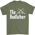 The Rodfather Funny Fishing Fisherman Mens T-Shirt Cotton Gildan Military Green