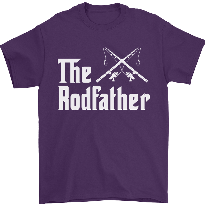 The Rodfather Funny Fishing Fisherman Mens T-Shirt Cotton Gildan Purple