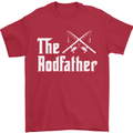 The Rodfather Funny Fishing Fisherman Mens T-Shirt Cotton Gildan Red