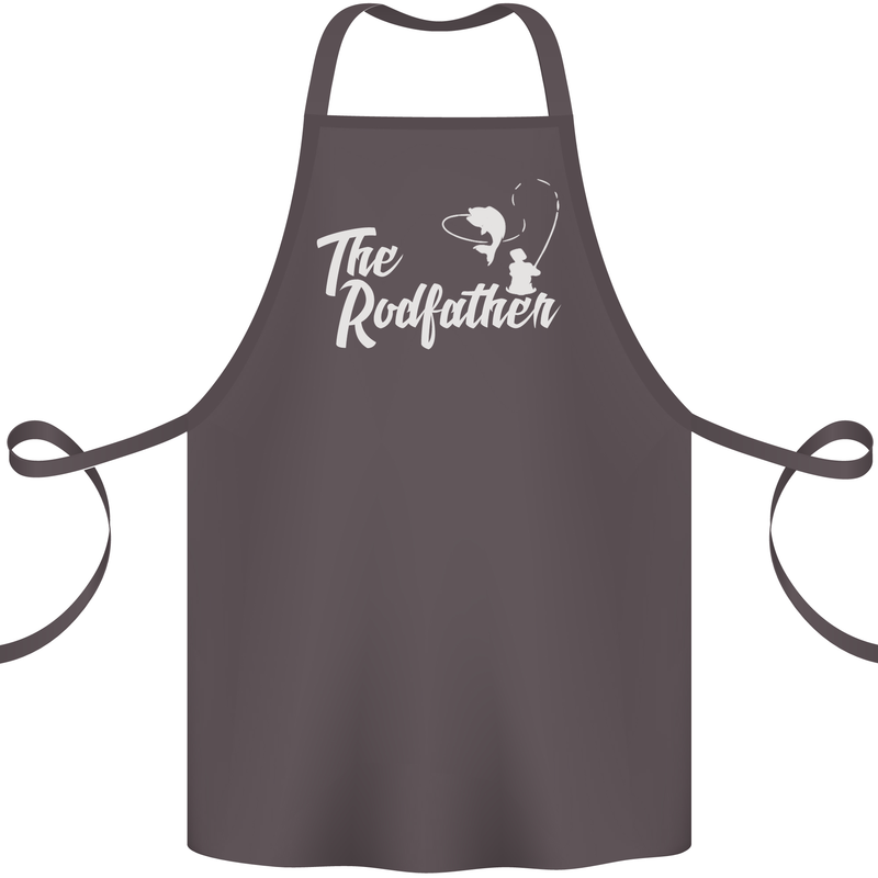 The Rodfather Funny Fishing Rod Father Cotton Apron 100% Organic Dark Grey