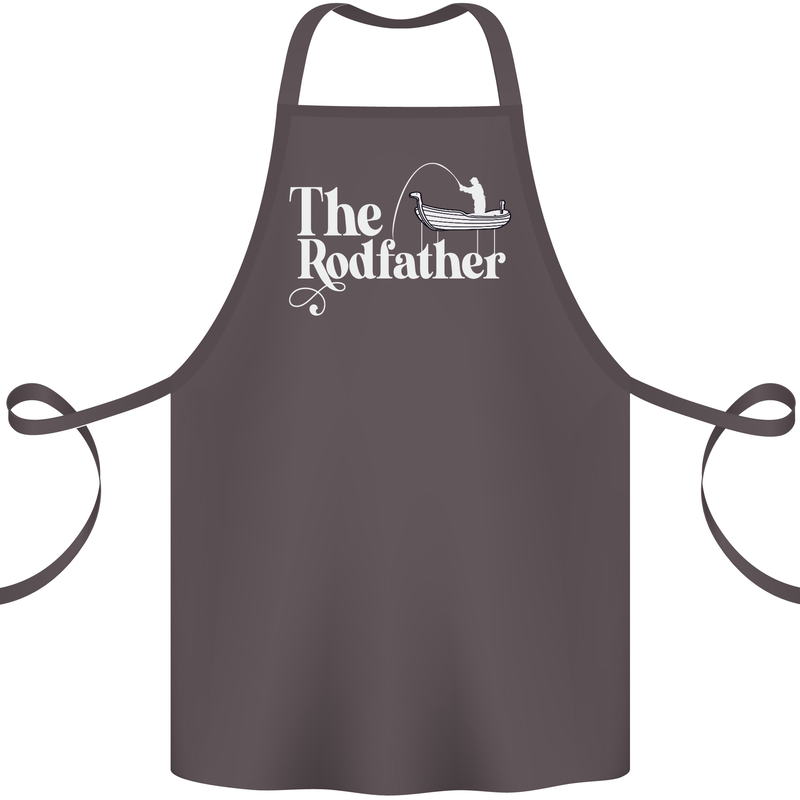 The Rodfather Funny Fishing Rod Father Cotton Apron 100% Organic Dark Grey