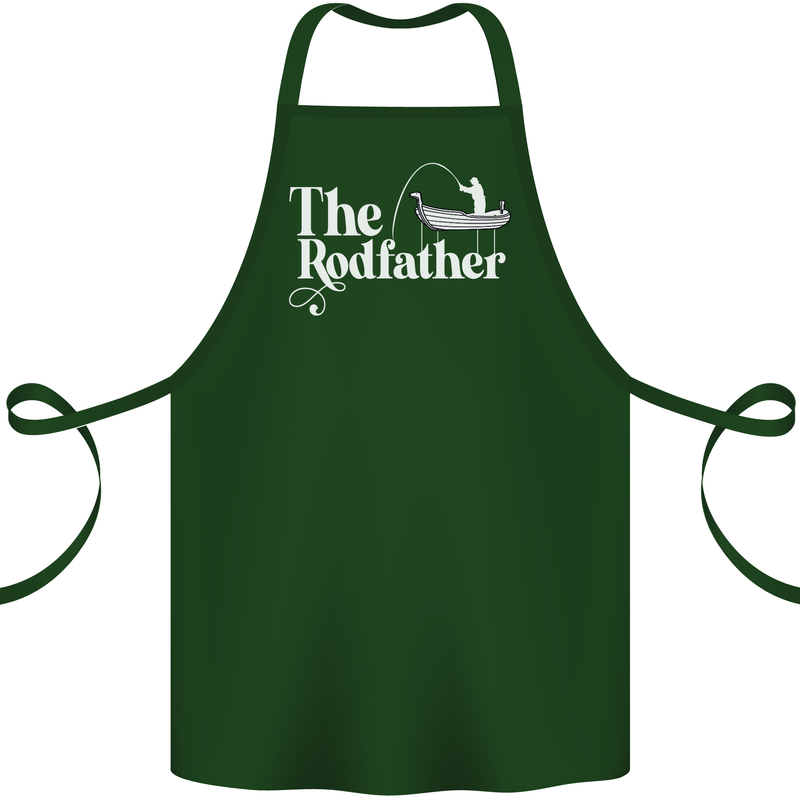 The Rodfather Funny Fishing Rod Father Cotton Apron 100% Organic Forest Green