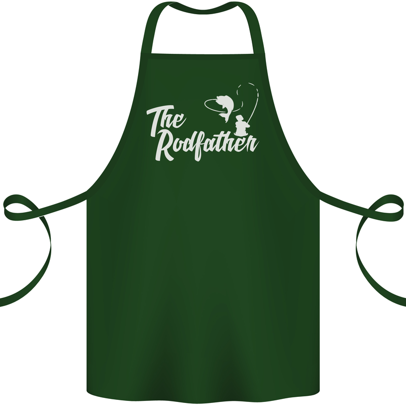 The Rodfather Funny Fishing Rod Father Cotton Apron 100% Organic Forest Green