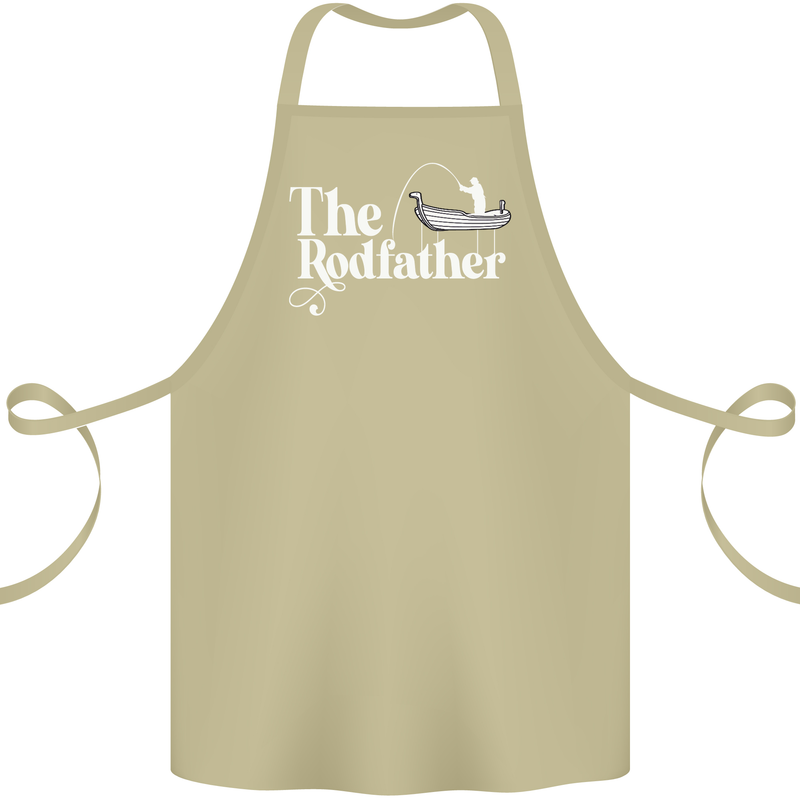 The Rodfather Funny Fishing Rod Father Cotton Apron 100% Organic Khaki