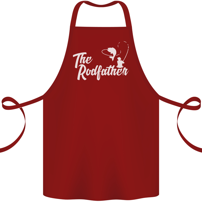 The Rodfather Funny Fishing Rod Father Cotton Apron 100% Organic Maroon