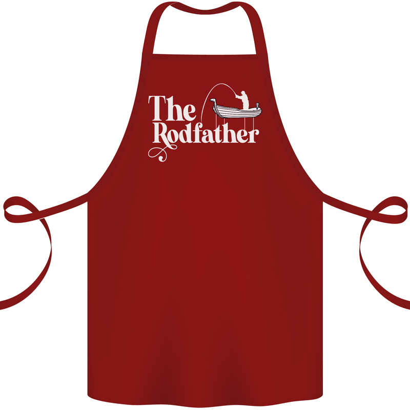 The Rodfather Funny Fishing Rod Father Cotton Apron 100% Organic Maroon