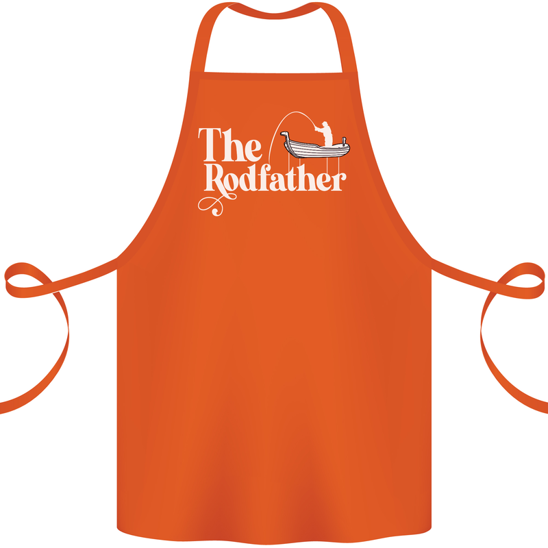 The Rodfather Funny Fishing Rod Father Cotton Apron 100% Organic Orange