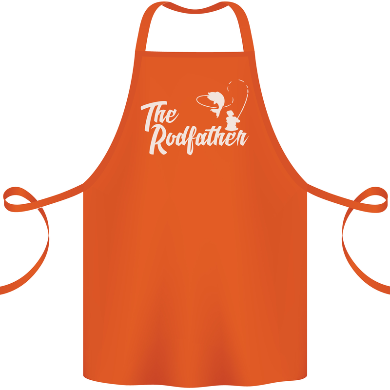 The Rodfather Funny Fishing Rod Father Cotton Apron 100% Organic Orange