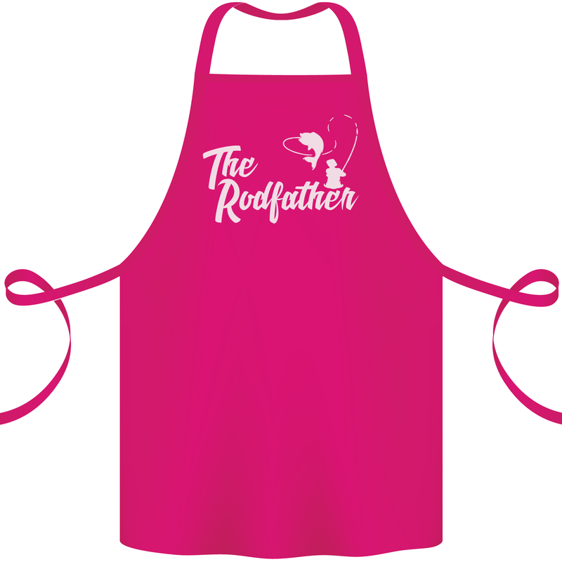 The Rodfather Funny Fishing Rod Father Cotton Apron 100% Organic Pink