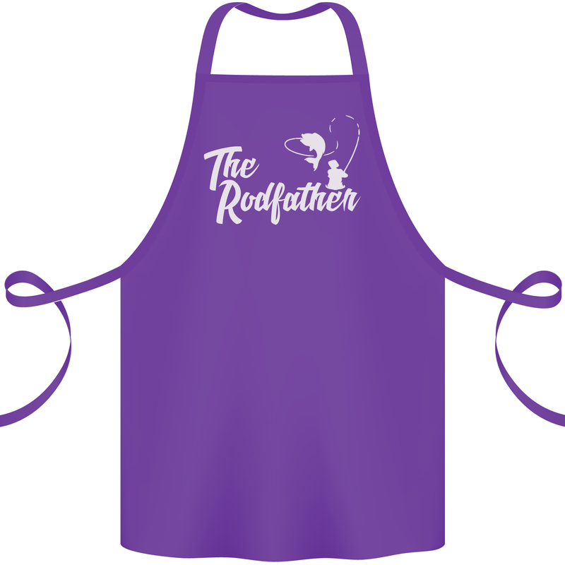 The Rodfather Funny Fishing Rod Father Cotton Apron 100% Organic Purple