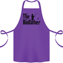 The Rodfather Funny Fishing Rod Father Cotton Apron 100% Organic Purple