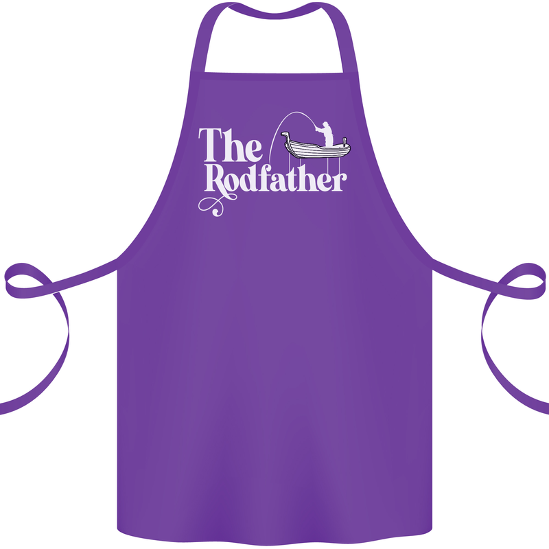 The Rodfather Funny Fishing Rod Father Cotton Apron 100% Organic Purple