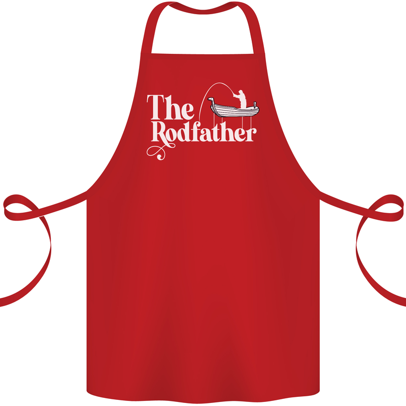 The Rodfather Funny Fishing Rod Father Cotton Apron 100% Organic Red