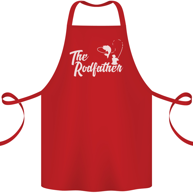 The Rodfather Funny Fishing Rod Father Cotton Apron 100% Organic Red