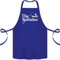 The Rodfather Funny Fishing Rod Father Cotton Apron 100% Organic Royal Blue