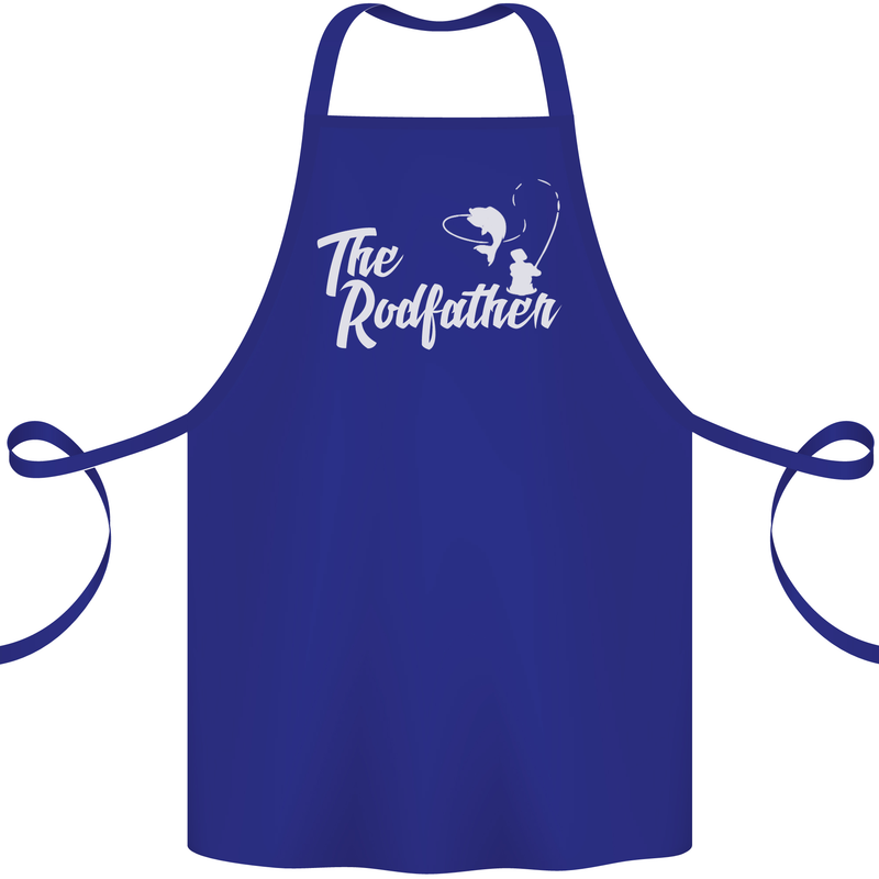 The Rodfather Funny Fishing Rod Father Cotton Apron 100% Organic Royal Blue