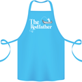 The Rodfather Funny Fishing Rod Father Cotton Apron 100% Organic Turquoise