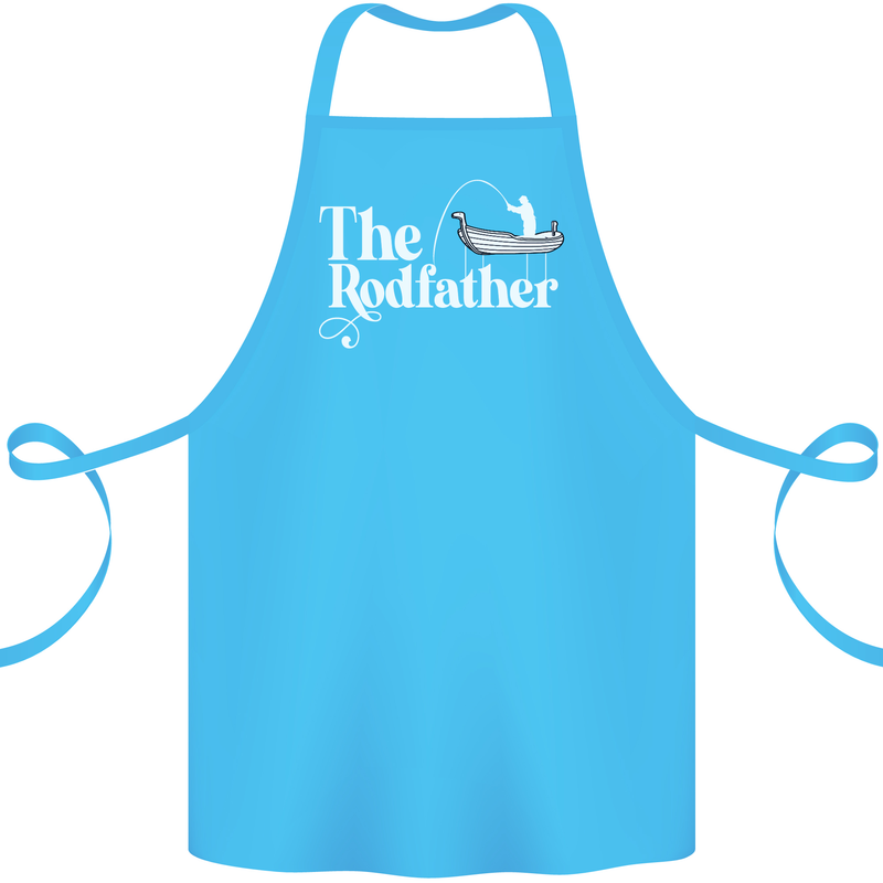 The Rodfather Funny Fishing Rod Father Cotton Apron 100% Organic Turquoise