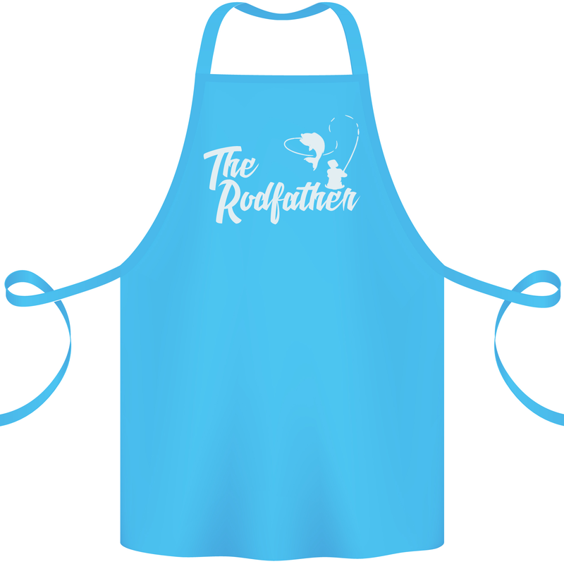 The Rodfather Funny Fishing Rod Father Cotton Apron 100% Organic Turquoise