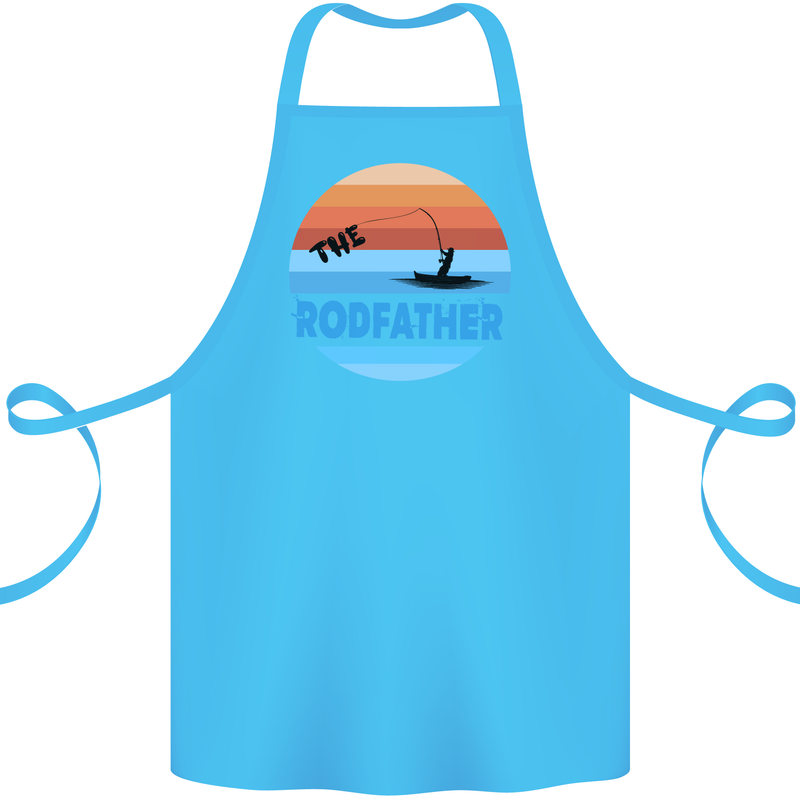 The Rodfather Funny Fishing Rod Father Cotton Apron 100% Organic Turquoise