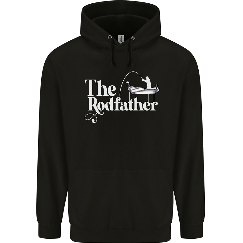 The Rodfather Funny Fishing Rod Father Mens 80% Cotton Hoodie Black