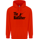 The Rodfather Funny Fishing Rod Father Mens 80% Cotton Hoodie Bright Red