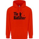 The Rodfather Funny Fishing Rod Father Mens 80% Cotton Hoodie Bright Red