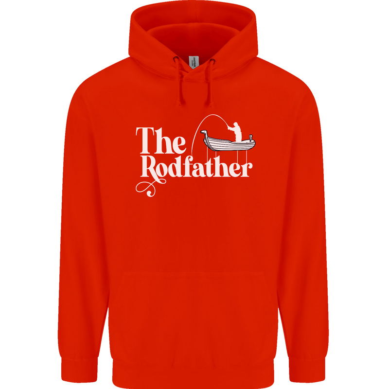 The Rodfather Funny Fishing Rod Father Mens 80% Cotton Hoodie Bright Red