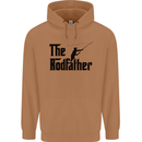 The Rodfather Funny Fishing Rod Father Mens 80% Cotton Hoodie Caramel Latte