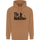 The Rodfather Funny Fishing Rod Father Mens 80% Cotton Hoodie Caramel Latte