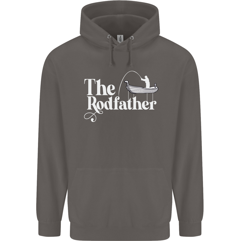 The Rodfather Funny Fishing Rod Father Mens 80% Cotton Hoodie Charcoal