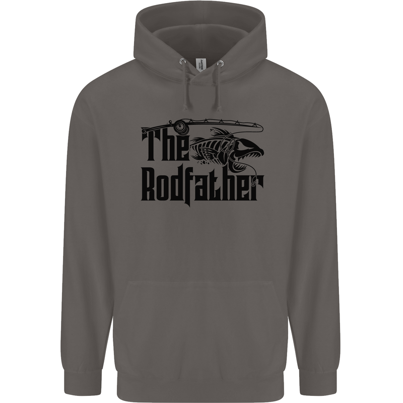 The Rodfather Funny Fishing Rod Father Mens 80% Cotton Hoodie Charcoal