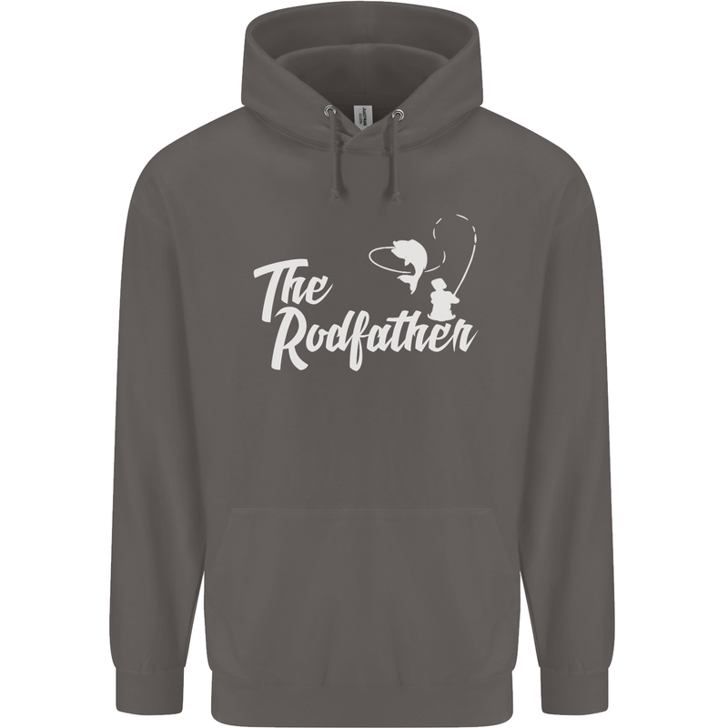 The Rodfather Funny Fishing Rod Father Mens 80% Cotton Hoodie Charcoal