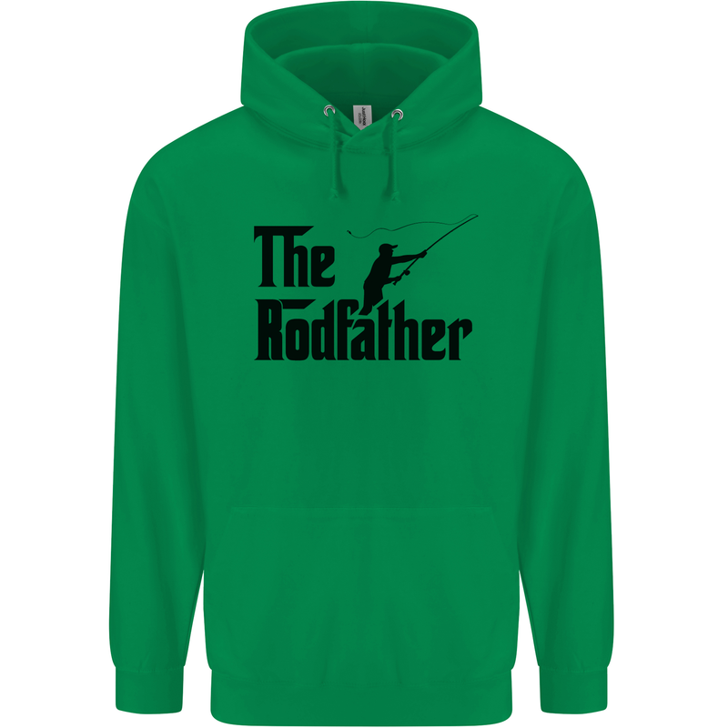 The Rodfather Funny Fishing Rod Father Mens 80% Cotton Hoodie Irish Green
