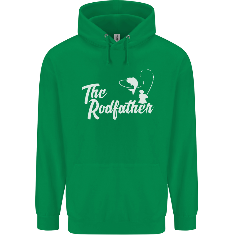 The Rodfather Funny Fishing Rod Father Mens 80% Cotton Hoodie Irish Green