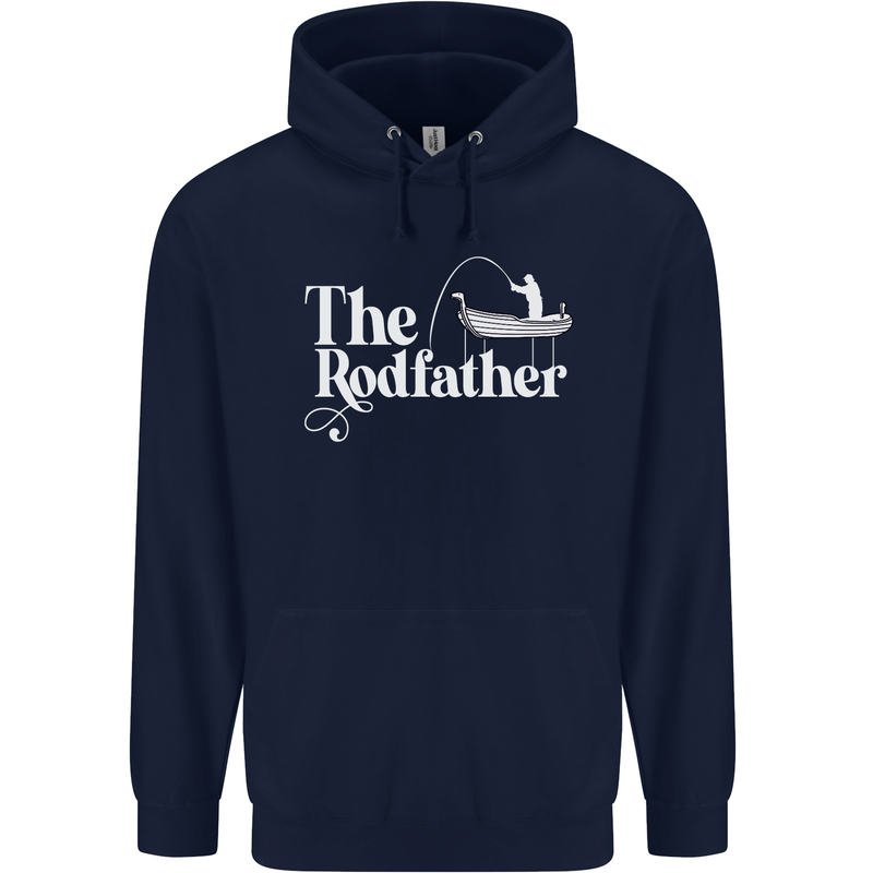 The Rodfather Funny Fishing Rod Father Mens 80% Cotton Hoodie Navy Blue