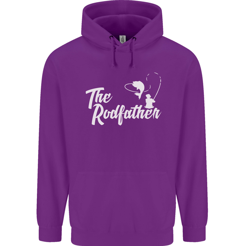 The Rodfather Funny Fishing Rod Father Mens 80% Cotton Hoodie Purple