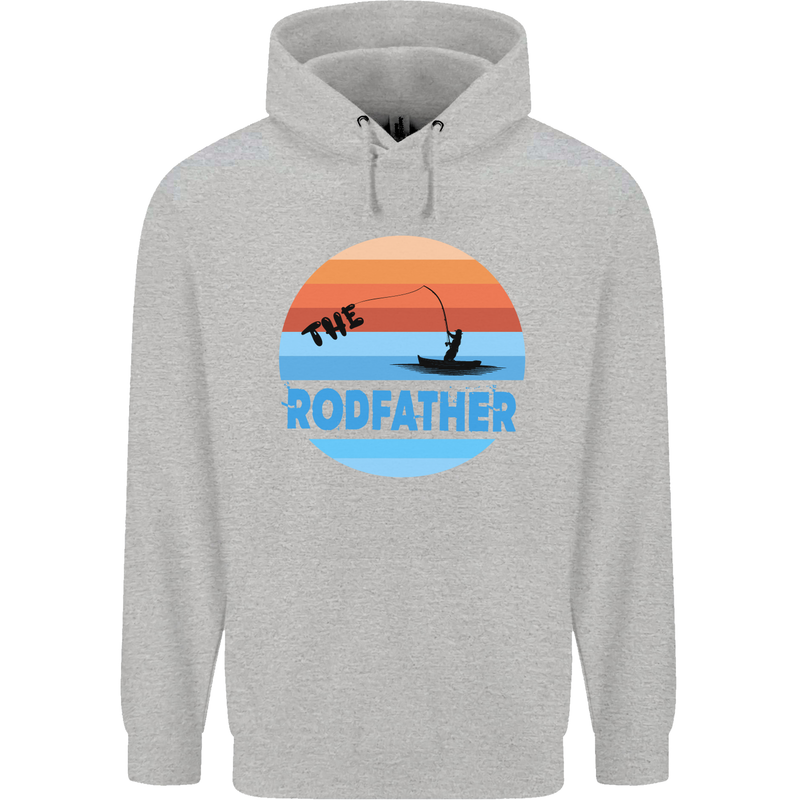 The Rodfather Funny Fishing Rod Father Mens 80% Cotton Hoodie Sports Grey