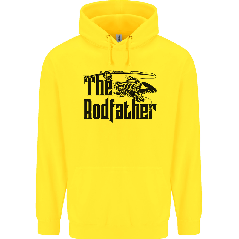 The Rodfather Funny Fishing Rod Father Mens 80% Cotton Hoodie Yellow