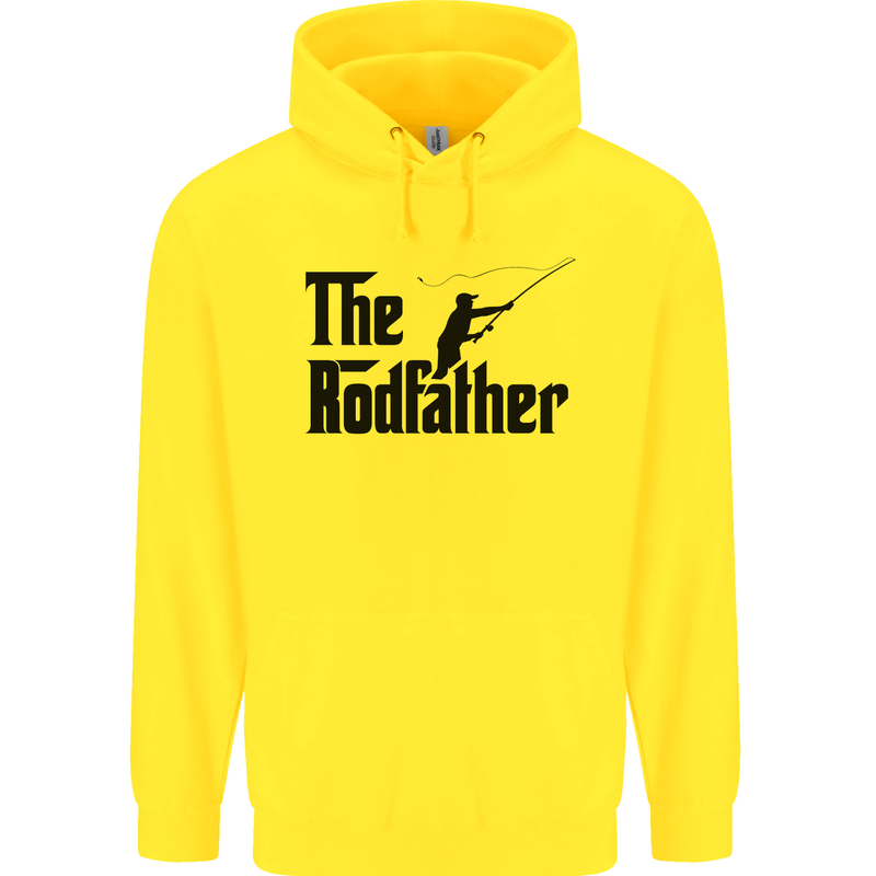 The Rodfather Funny Fishing Rod Father Mens 80% Cotton Hoodie Yellow
