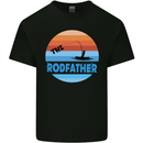 The Rodfather Funny Fishing Rod Father Mens Cotton T-Shirt Tee Top Black