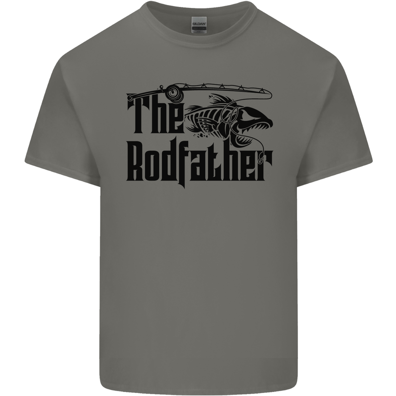 The Rodfather Funny Fishing Rod Father Mens Cotton T-Shirt Tee Top Charcoal