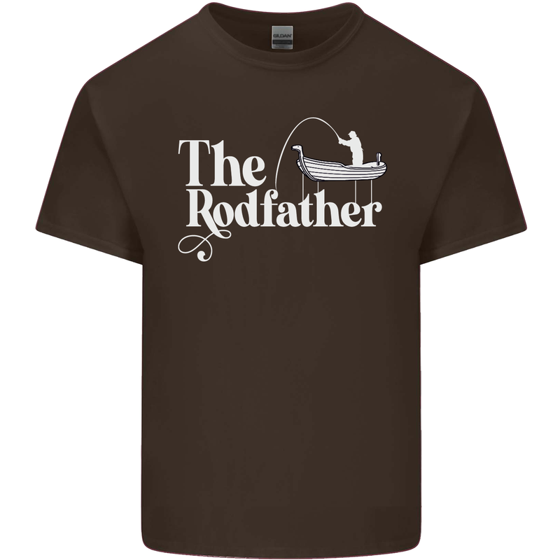 The Rodfather Funny Fishing Rod Father Mens Cotton T-Shirt Tee Top Dark Chocolate