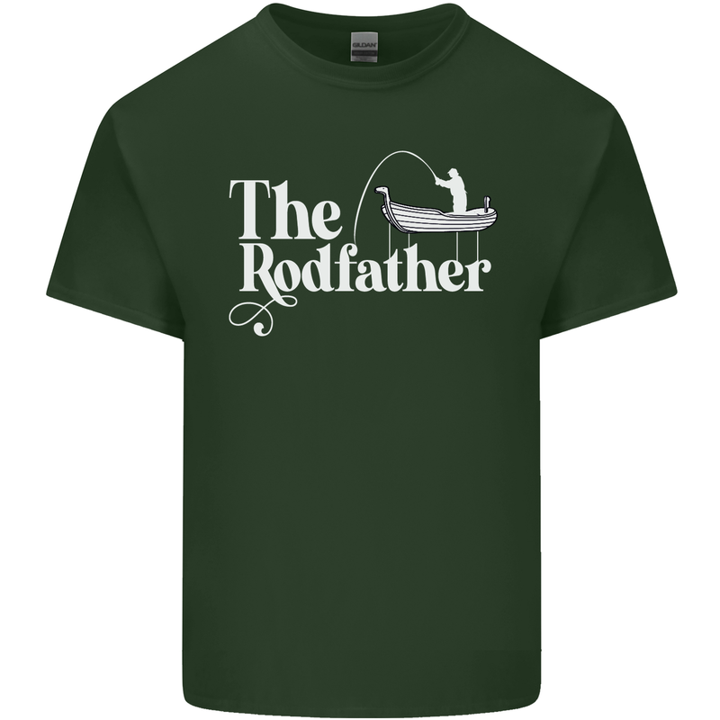 The Rodfather Funny Fishing Rod Father Mens Cotton T-Shirt Tee Top Forest Green