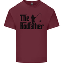 The Rodfather Funny Fishing Rod Father Mens Cotton T-Shirt Tee Top Maroon