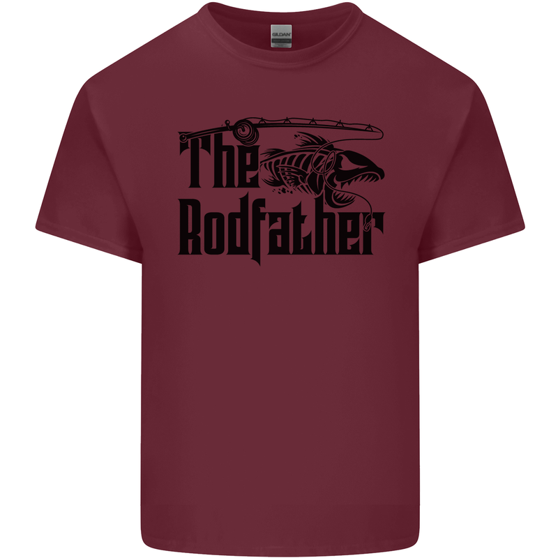 The Rodfather Funny Fishing Rod Father Mens Cotton T-Shirt Tee Top Maroon